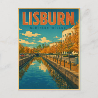 Vintage Lisburn Norra Irland present och souvenir Vykort