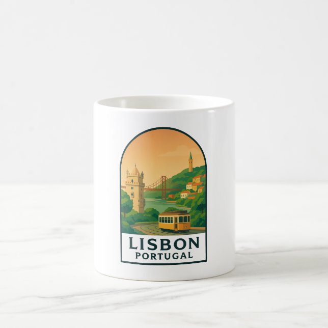 Vintage Lissabon Portugal Mugg – Retro Resa Stad (Center)