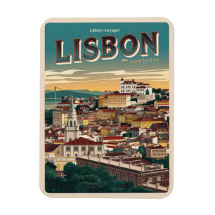 Vintage Lissabon Portugal resor gåvor och souvenir Magnet