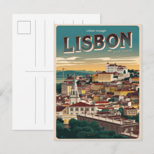 Vintage Lissabon Portugal resor gåvor och souvenir Vykort