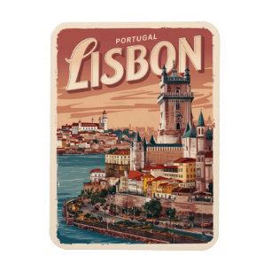 Vintage Lissabon Portugal vatten slott respresente Magnet