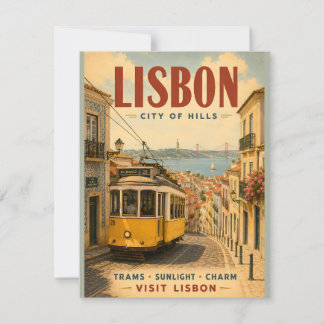 Vintage Lissabon Stad av Backar Resa Affisch med I Anteckningskort