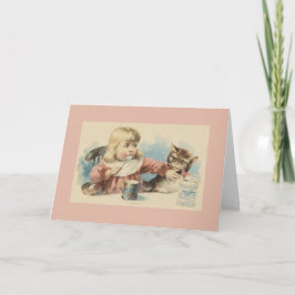Vintage Liten flicka och kassettkort Kort