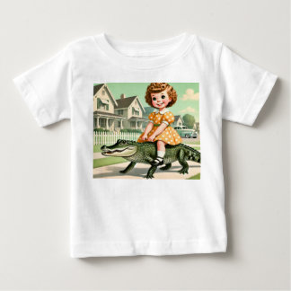 vintage liten flicka som rider alligator t shirt