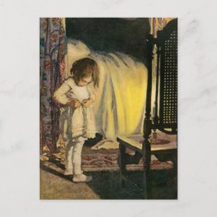 Vintage, liten flickkonst vykort