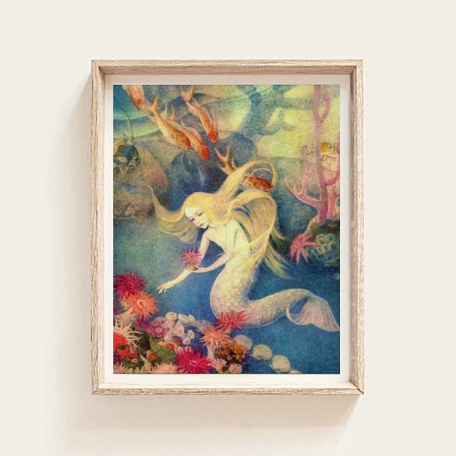Vintage liten Sjöjungfru under Sea Nursery Art Poster (Skapare uppladdad)