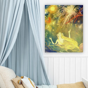 Vintage liten Sjöjungfru under Sea Nursery Art Poster