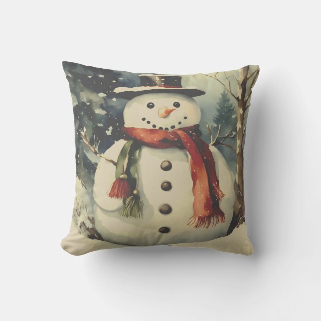 Vintage liten snöman  kudde (Framsida)