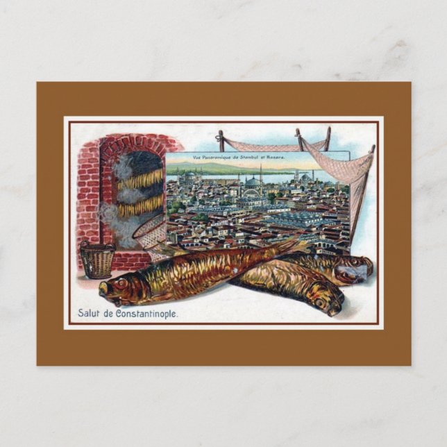 Vintage litho hälsning från Konstantinopel Vykort (Framsida)
