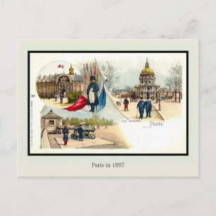 Vintage litho Paris 1897 5 av 6 Vykort