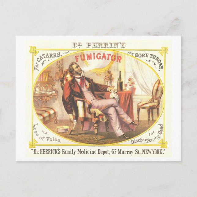 Vintage Lithograf Annons: Health Fumigator Vykort (Framsida)