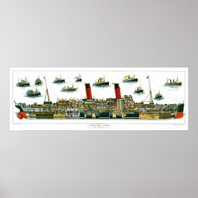 Vintage Lithograph British Ocean Liner RMS Caronia Poster (Framsidan)
