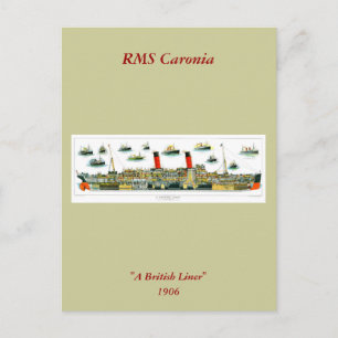 Vintage Lithograph British Ocean Liner RMS Caronia Vykort