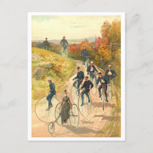 Vintage Litografi över vykort för cyklingsgrupp