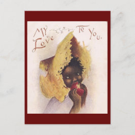 Vintage Little African Girl Valentine Vykort