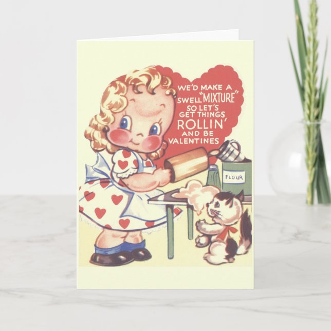Vintage Little Baker Valentine Day Card Helgkort (Framsida)