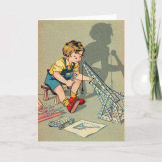 Vintage Little Boy Greeting Card Kort
