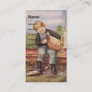 Vintage Little Boy och Chicken Visitkort