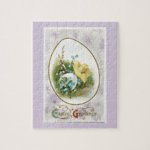 Vintage Little Chick och Egg Lavender Påsk Pussel