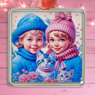 Vintage Little Children Personlig Julgransprydnad Metall