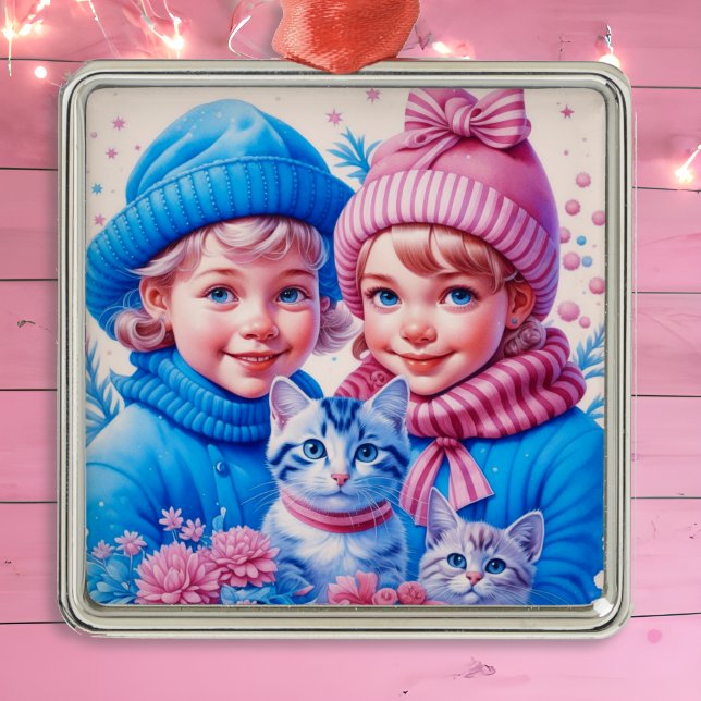 Vintage Little Children Personlig Julgransprydnad Metall (Skapare uppladdad)