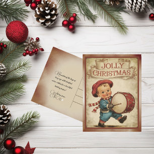 Vintage Little Drummer Boy Jolly jul Helg Vykort
