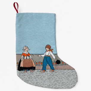 Vintage Little Dutch Girl Boy Traditional Dress Liten Julstrumpa