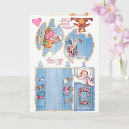 Vintage Little Girl and Baby papper dockning Art C Kort