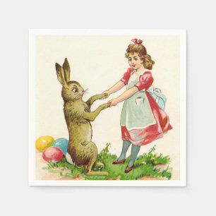 Vintage Little Girl Dance med Bunny Påskägg Pappersservett