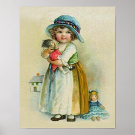 Vintage Little Girl Knubbig Cheeks Hat Dolls Poster
