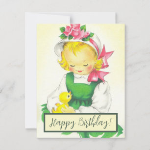 Vintage Little Girl Retro Cute Julkort