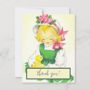 Vintage Little Girl Retro Cute Julkort