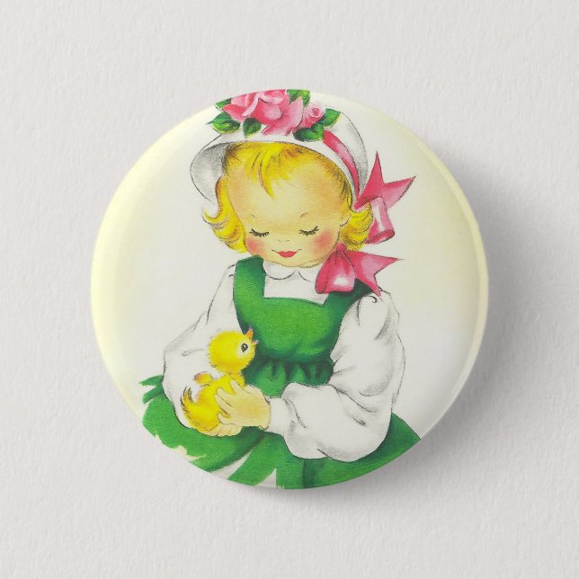 Vintage Little Girl Retro Cute Knapp (Framsida)