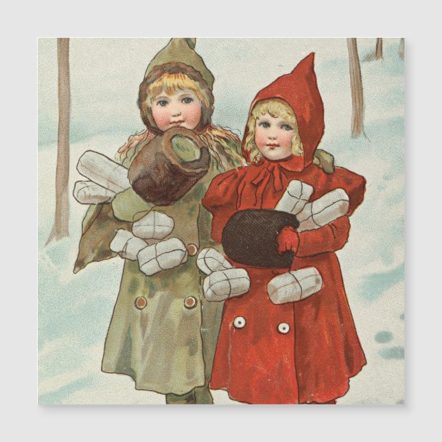 Vintage Little Girls med paket (Framsida)