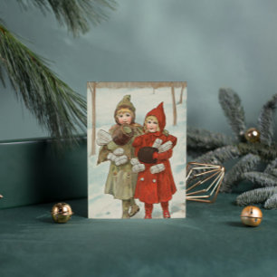 Vintage Little Girls med paket Vykort