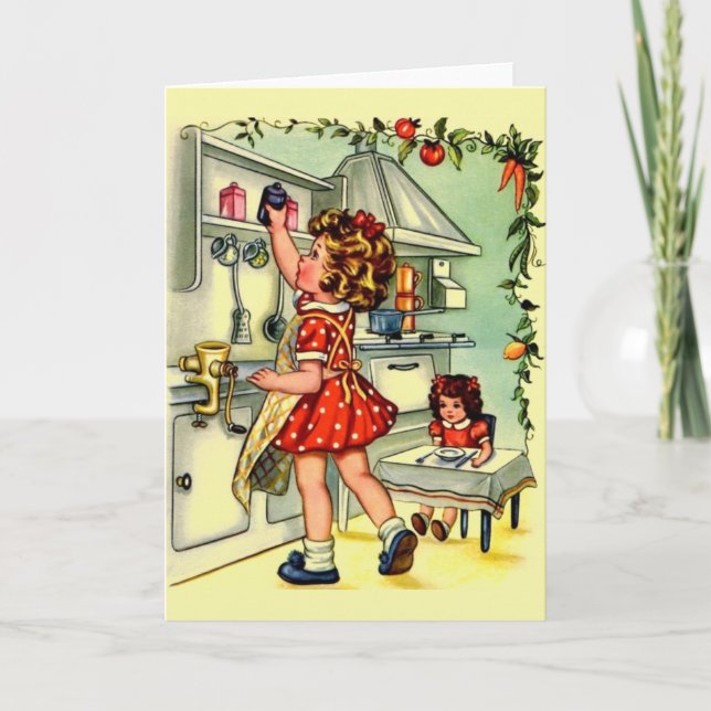 Vintage Little Homemaker Note Card Kort (Framsida)
