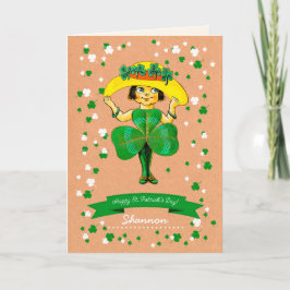 Vintage Little Irish Girl St. Patrick's Day Kort
