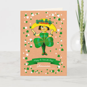 Vintage Little Irish Girl St. Patrick's Day Kort