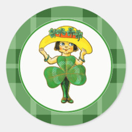 Vintage Little Irish Girl St. Patrick's Day Runt Klistermärke