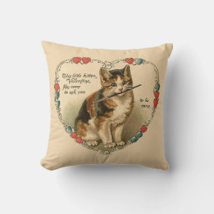 Vintage Little Kitten Valentine Kudde