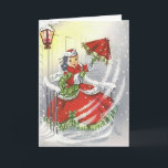 Vintage Little Miss jul Helgkort<br><div class="desc">Vintage konstverk - lilla fröken jul. OBS! Vintage bild har utslaktats från gamla foton och förstorats för detta hälsningskort. Jag har retuscherat lite för att skärpa bilden så använda förstoringsalternativet för att kontrollera att du är nöjd med upplösningen innan du köper den. Kontakta cheryl@cheryldanielsart.com om du vill ha frågor eller...</div>