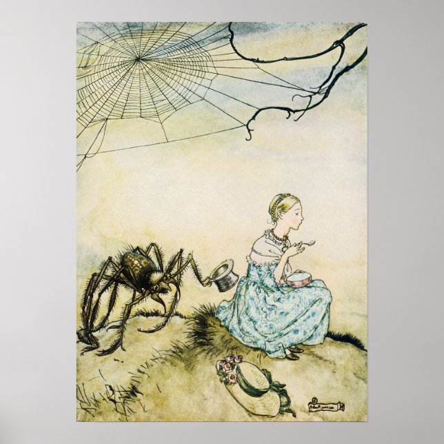 Vintage Little Miss Muffet av Arthur Rackham Poster (Framsidan)