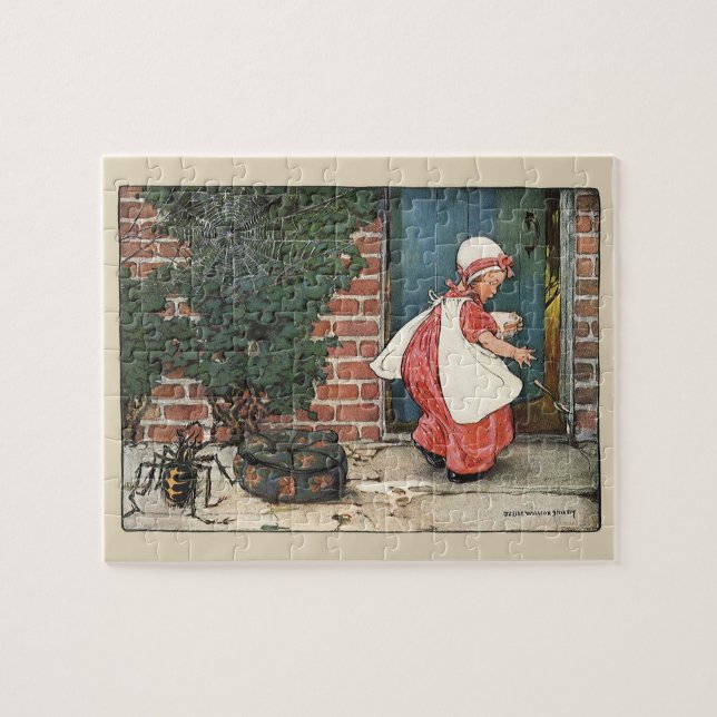 Vintage Little Miss Muffet Spindel Nursery Rhyme Pussel (Horisontell)