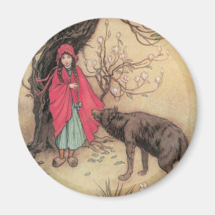 Vintage Little Red Riding Huva by Warwick Goble Magnet
