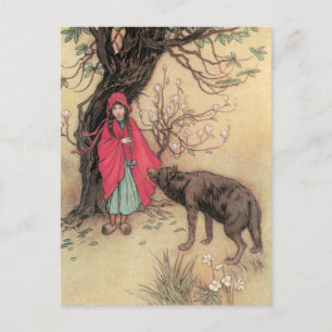 Vintage Little Red Riding Huva by Warwick Goble Vykort