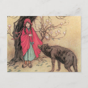 Vintage Little Red Riding Huva by Warwick Goble Vykort