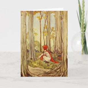 Vintage Little Red Riding Huva Greeting Card Kort