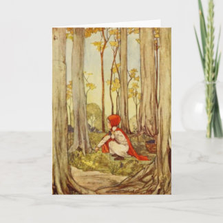 Vintage Little Red Riding Huva Greeting Card Kort