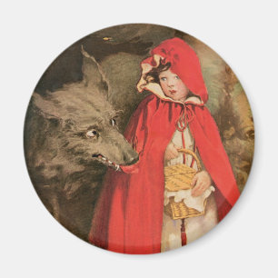Vintage Little Red Riding Huva och Big Bad Varg Magnet