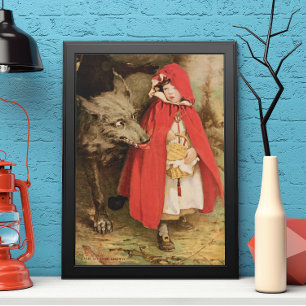 Vintage Little Red Riding Huva och Big Bad Varg Poster